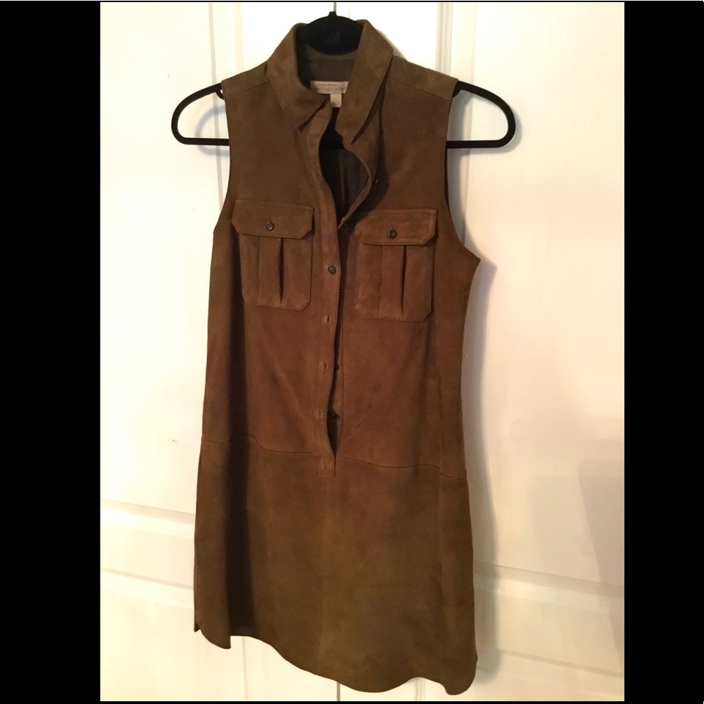 Banana Republic Suede Sleeveless Mini Dress in Brown
